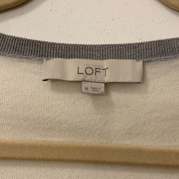 LOFT Color Block Button Cotton V-Neck Cardigan Size M - Picture 3 of 5